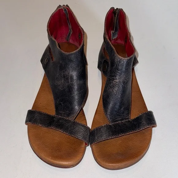Bed Stu Black and Brown Leather Sandals - Picture 1 of 4